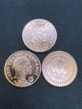3x 1 Oz .999 Fine Copper Silver Shield Nero Caesar Obamanus Bullion Coins