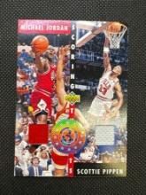Custom Cut Michael Jordan & Scottie Pippen Jersey Basketball Card