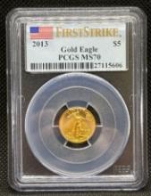 PCGS MS70 1st Strike 2013 1/10 Oz 9999 Fine Gold Eagle Bullion Coin