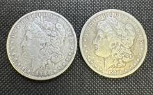 2x 1884 Morgan Silver Dollars 90% Silver Coins 1.85Oz