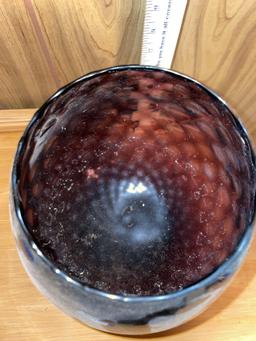 Vtg Purple Amethyst Art Glass Vase