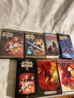 Star Wars DVDs, VHS, Book, and Spider-Man DVDs