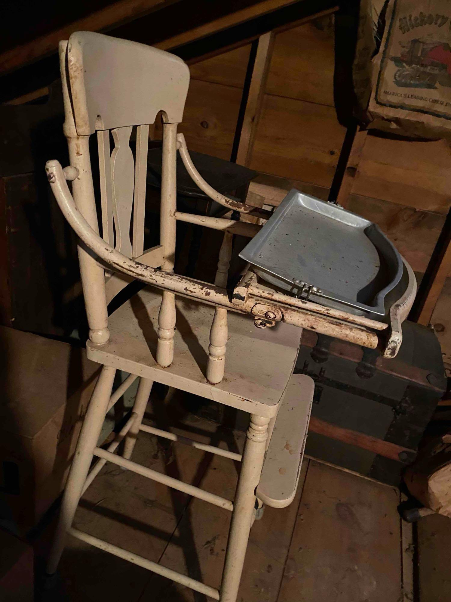 Antique Wheel Chair With Attic Contents