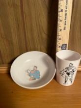 Vintage Superman Cup and Bowl