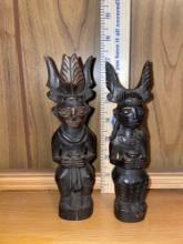 Vtg Hand Carved Wood Tribal Statues