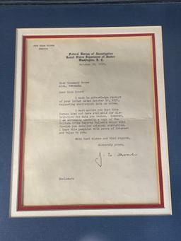 Letter From FBI Oct. 18th 1939 Signed By John Edgar Hoover