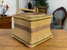 Vintage Wicker Musical Sewing Box