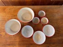 Set of 7 Porcelain Plates, Bowls and Cups.