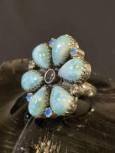 Sterling Silver and Laramar Flower Ring with Stones.