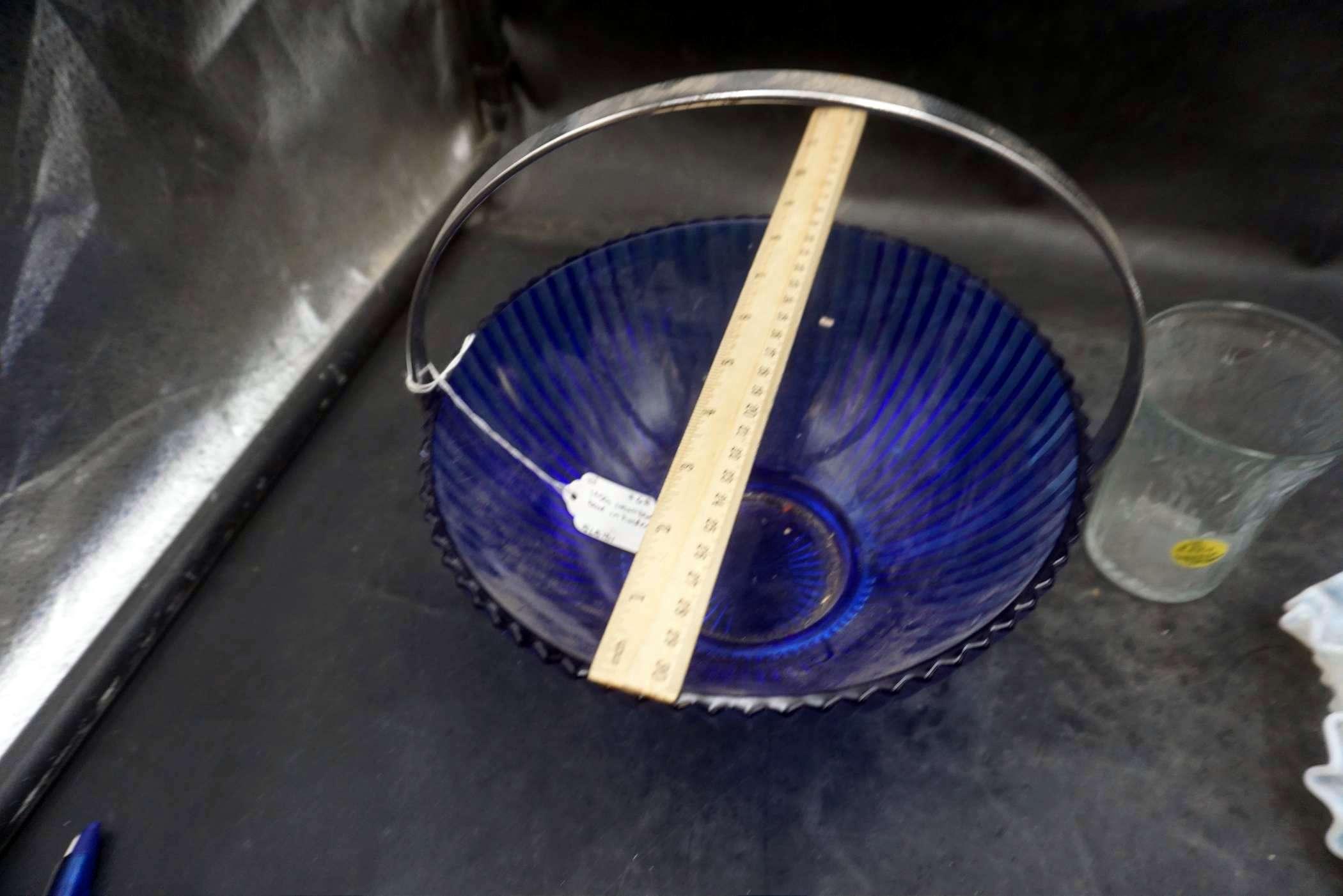 Iris Glass, 1950's Cobalt Blue Bowl, Fenton Hobnail Bowl