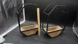 2 - Wall Hanging Wooden/Metal Planters