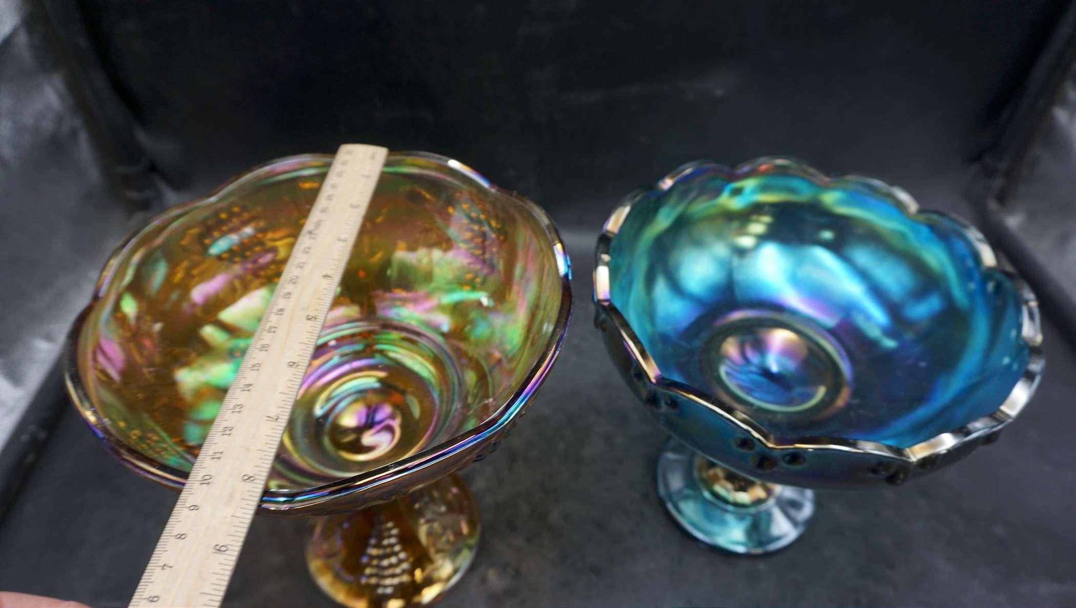 2 - Carnival Glass Compote Dishes