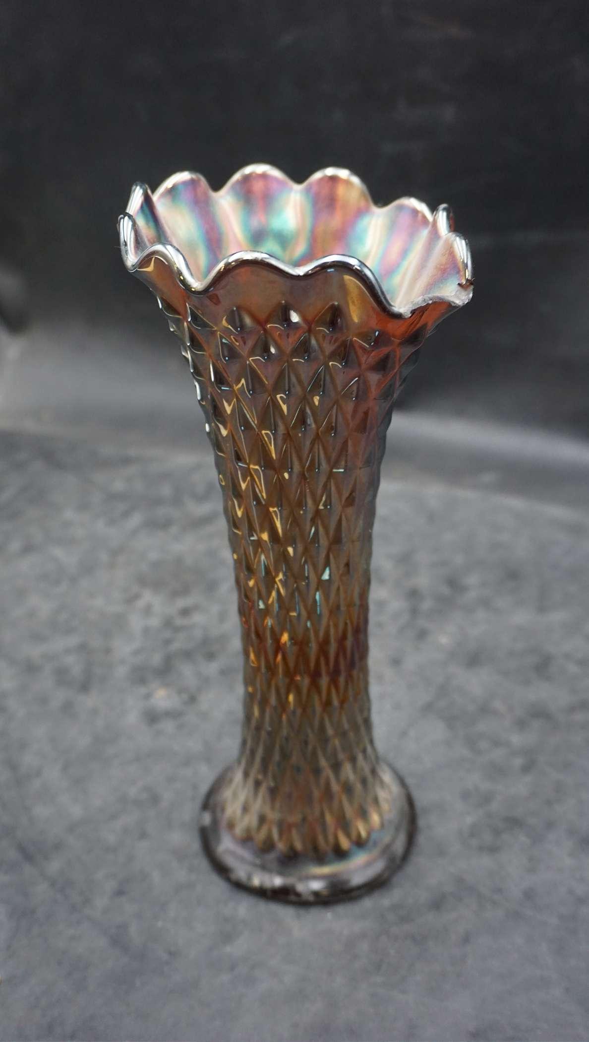 Carnival Glass Vase (Chipped)