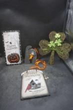 Halloween Decorative Pieces, Welcome Winter Wall Art & 3 Leaf Clover