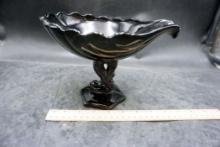 Westmoreland Black Glass Dolphin Compote