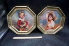 2 - Little Girl Pictures W/ Matching Metal Frames