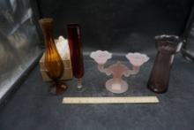 Glass Vases & Candle Holder