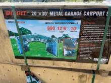 Diggit 20'x30' Metal Garage Car Port 10' Side Walls