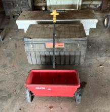 Lot of 2 Tool Boxes and Fertilizer Spreader