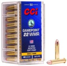 CCI 0022 Gamepoint Rimfire 22 WMR 40 gr Jacketed Soft Point JSP 50 Per Box