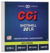 CCI 0039 Pest Control Shotshell 22 LR 31 gr 12 Shot 20 Per Box