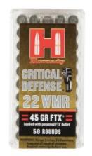 Hornady 83200 Critical Defense 22 WMR 45 gr Flex Tip eXpanding 50 Per Box