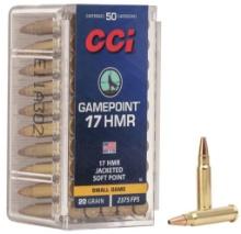 CCI 0052 Gamepoint 17 HMR 20 gr Jacketed Soft Point 50 Per Box