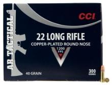 CCI 956 AR Tactical 22 LR 40 gr 1200 fps CopperPlated Round Nose 300 Box