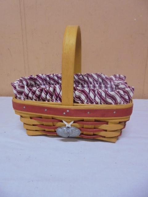 1997 Longaberger Red Accents Sweet Treats Basket Liner-Protector-Tie On