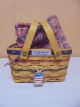 2002 Longaberger Proudly Lonagerberger Bee Basket w/ Liner-Protector-Tie On