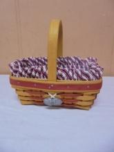 1997 Longaberger Red Accents Sweet Treats Basket Liner-Protector-Tie On