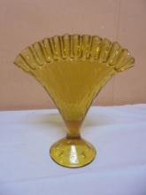 Vintage Fenton Amber Art Glass Fan Vase