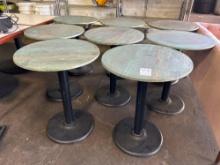 30 in. Round Faux Distressed Patina Top Pedestal Tables