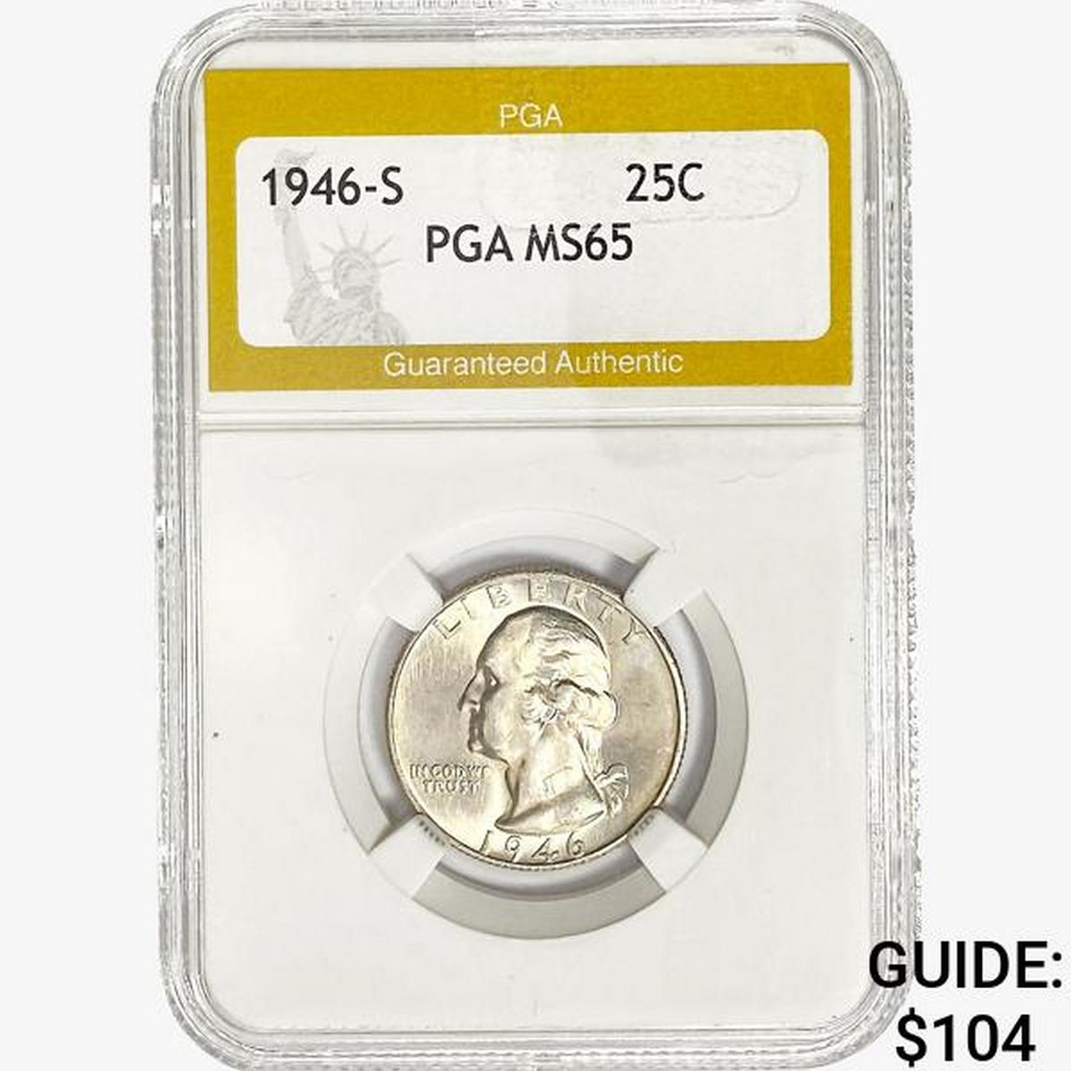 1946-S Washington Silver Quarter PGA MS65