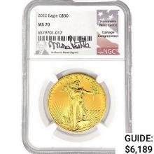 2022 US 1oz Gold $50 Eagle NGC MS70 Signed Mike Ca