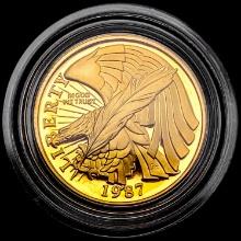 1987-W US .25oz Gold Commem $5 GEM PROOF