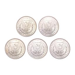 1885-1921 UNC Morgan Silver Dollars [5 Coins]