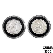 1856-1876 Pair of Seated Liberty Half Dollars {2 C