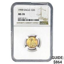 1998 $5 1/10oz. American Gold Eagle NGC MS70