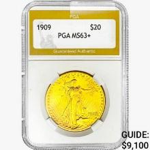 1909 $20 Gold Double Eagle PGA MS63+