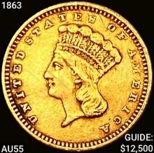 1863 Rare Gold Dollar HIGH GRADE
