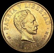 1916 Cuba .4838oz Gold 10 Pesos UNCIRCULATED