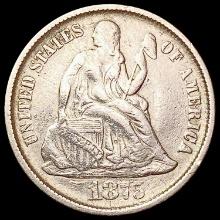 1875-CC Seated Liberty Dime NEARLY UNCIRCULATED