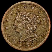 1853 Braided Hair Half Cent NEARLY UNCIRCULATED