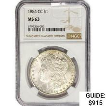 1884-CC Morgan Silver Dollar NGC MS63
