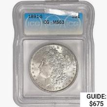 1891-S Morgan Silver Dollar ICG MS63