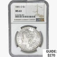 1881-O Morgan Silver Dollar NGC MS63