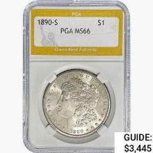 1890-S Morgan Silver Dollar PGA MS66