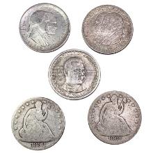 1858-1946 [5] Silver Half Dollars