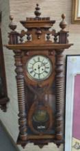 Ornate Wood Case Key Wall Clock Possibly German